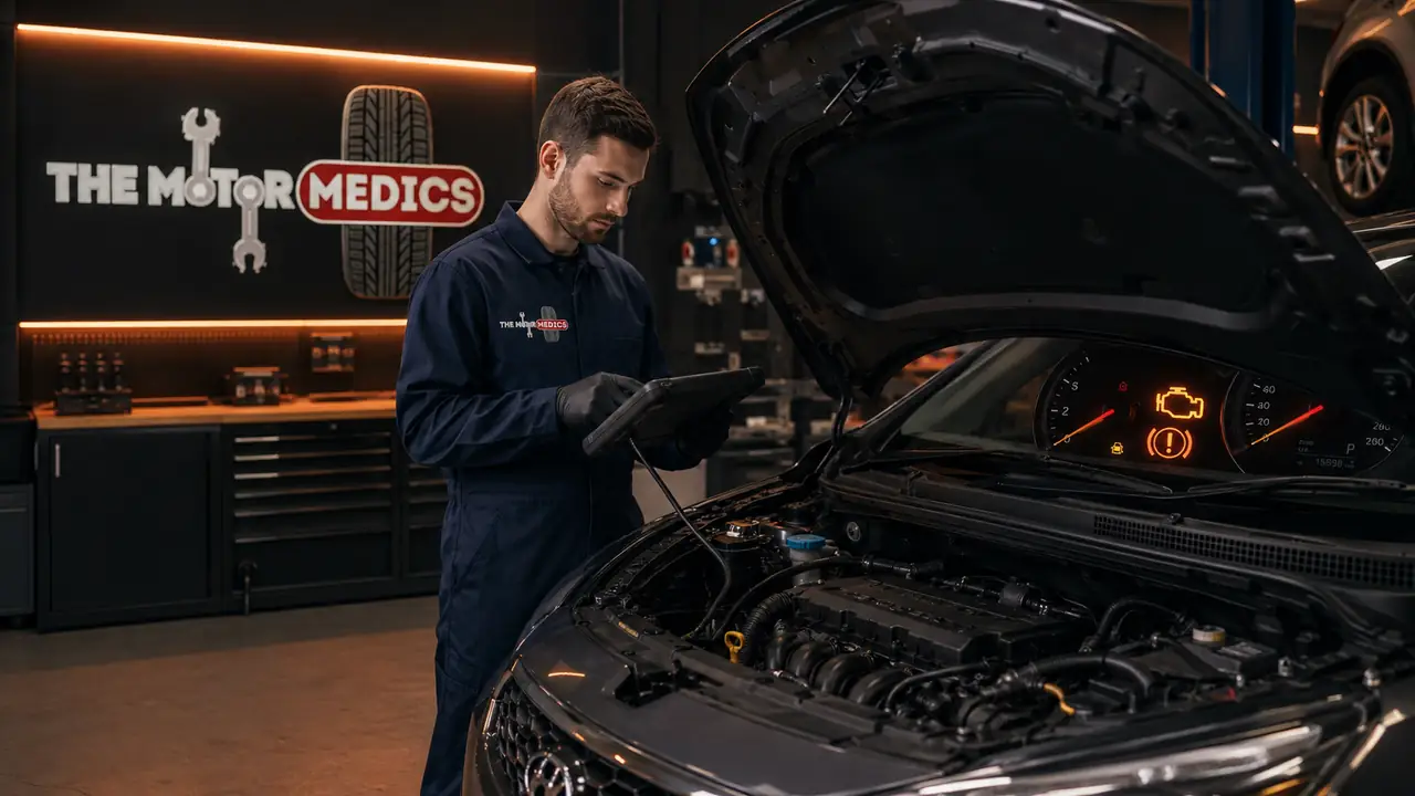 Garage diagnostic work on a vehicle